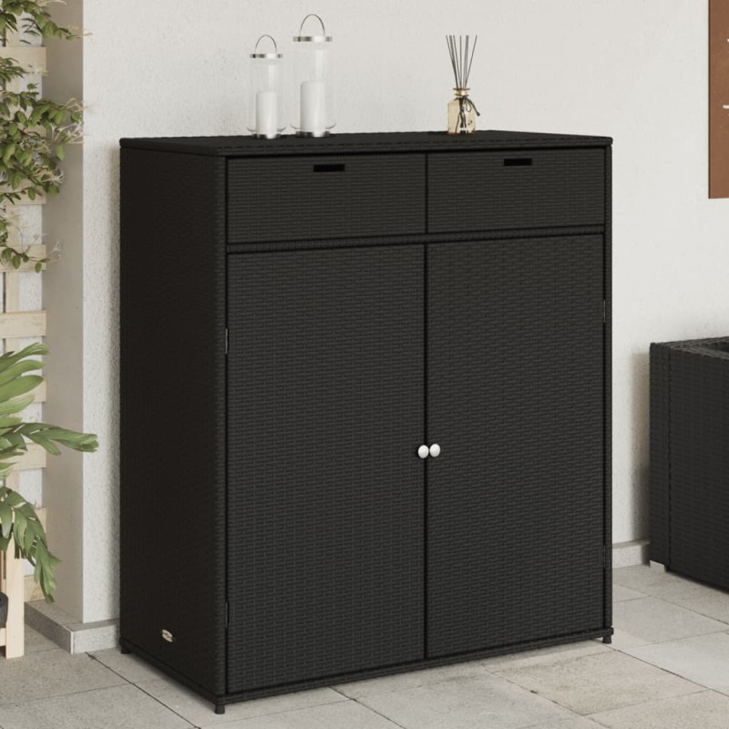 vidaXL Gartenschrank Schwarz 105x55x113 cm Poly Rattan vidaXL Gartenschrank Schwarz 105x55x113 cm Poly Rattan