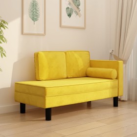 vidaXL Chaiselongue mit Kissen und Nackenrolle Gelb Samt