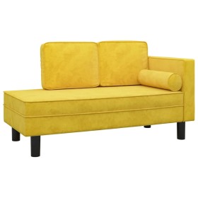 vidaXL Chaiselongue mit Kissen und Nackenrolle Gelb Samt
