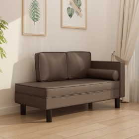vidaXL Chaiselongue mit Kissen und Nackenrolle Braun Kunstleder