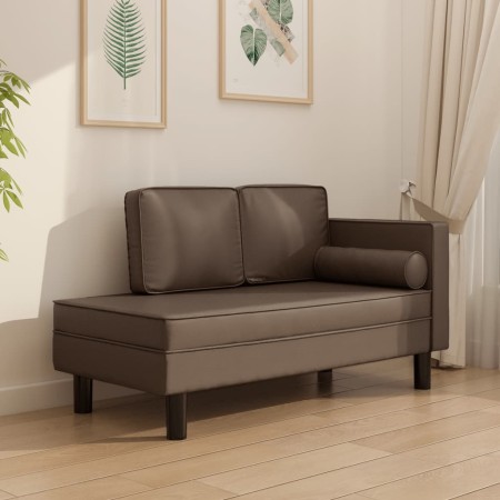 vidaXL Chaiselongue mit Kissen und Nackenrolle Braun Kunstleder
