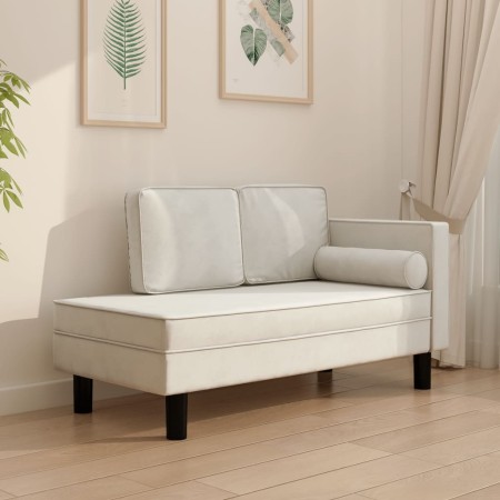 vidaXL Chaiselongue mit Kissen und Nackenrolle Creme Samt