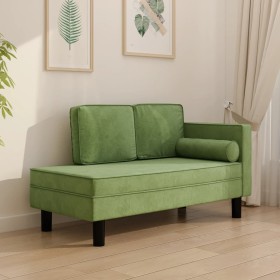 vidaXL Chaiselongue mit Kissen und Nackenrolle Hellgrün Samt