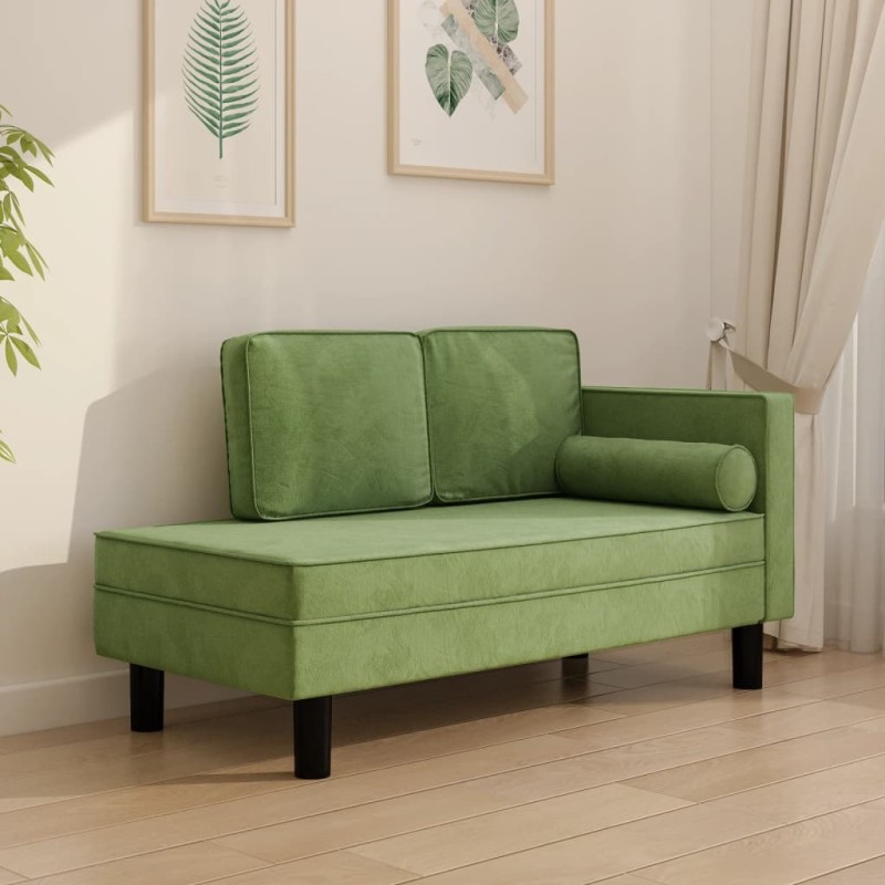 vidaXL Chaiselongue mit Kissen und Nackenrolle Hellgrün Samt vidaXL Chaiselongue mit Kissen und Nackenrolle Hellgrün Samt