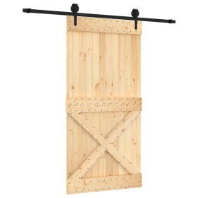 vidaXL Schiebetür mit Beschlag 100x210 cm Massivholz Kiefer