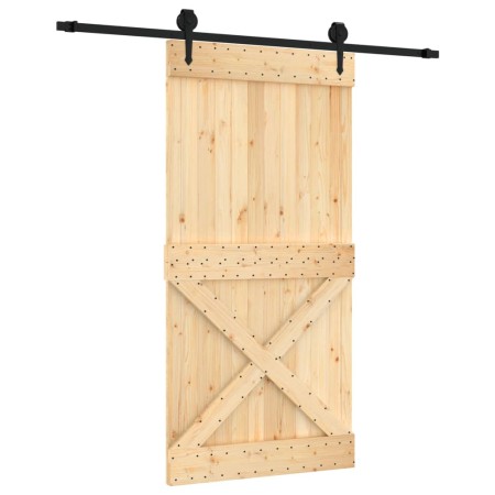 vidaXL Schiebetür mit Beschlag 100x210 cm Massivholz Kiefer