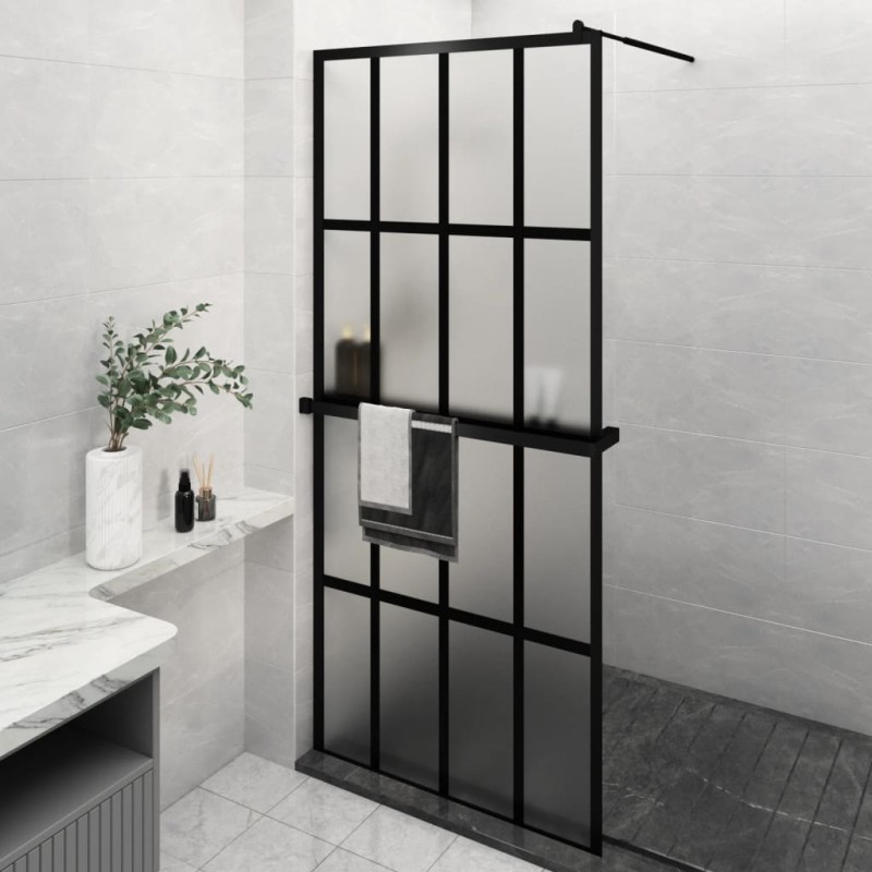 vidaXL Duschwand mit Ablage für Walk-In-Dusche Schwarz 90x195 cm ESG vidaXL Duschwand mit Ablage für Walk-In-Dusche Schwarz 90x195 cm ESG