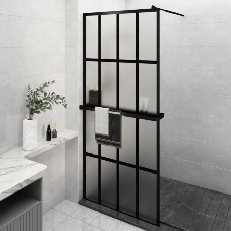 vidaXL Duschwand mit Ablage für Walk-In-Dusche Schwarz 90x195 cm ESG