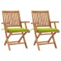 vidaXL Gartenstühle 2 Stk. mit Hellgrünen Kissen Teak Massivholz vidaXL Gartenstühle 2 Stk. mit Hellgrünen Kissen Teak Massivholz