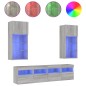vidaXL 5-tlg. Wohnwand mit LED-Beleuchtung Grau Sonoma Holzwerkstoff vidaXL 5-tlg. Wohnwand mit LED-Beleuchtung Grau Sonoma Holzwerkstoff