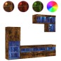 vidaXL 6-tlg. Wohnwand mit LED-Beleuchtung Räuchereiche Holzwerkstoff vidaXL 6-tlg. Wohnwand mit LED-Beleuchtung Räuchereiche Holzwerkstoff