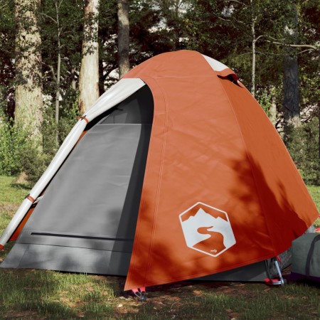 vidaXL Kuppel-Campingzelt 2 Personen Grau und Orange Wasserdicht