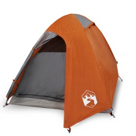 vidaXL Kuppel-Campingzelt 2 Personen Grau und Orange Wasserdicht