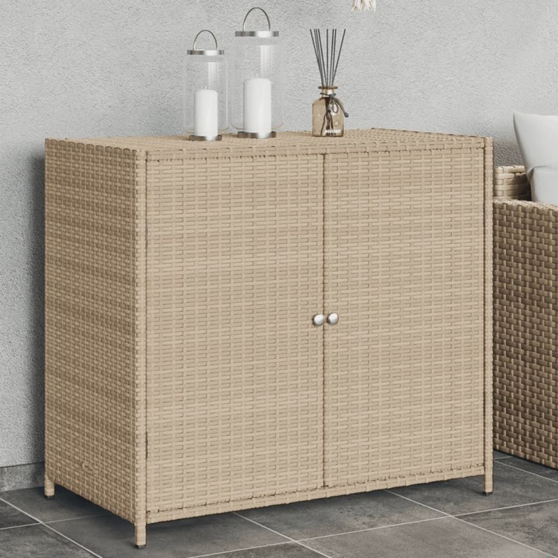 vidaXL Gartenschrank Beige 83x45x76 cm Poly Rattan vidaXL Gartenschrank Beige 83x45x76 cm Poly Rattan