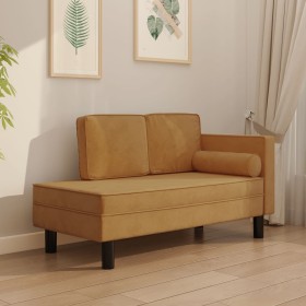vidaXL Chaiselongue mit Kissen und Nackenrolle Braun Samt