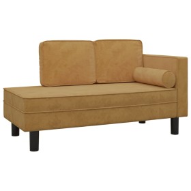 vidaXL Chaiselongue mit Kissen und Nackenrolle Braun Samt