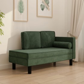 vidaXL Chaiselongue mit Kissen und Nackenrolle Dunkelgrün Samt