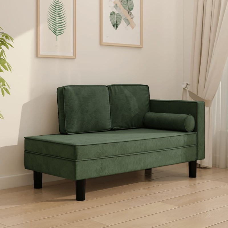 vidaXL Chaiselongue mit Kissen und Nackenrolle Dunkelgrün Samt vidaXL Chaiselongue mit Kissen und Nackenrolle Dunkelgrün Samt