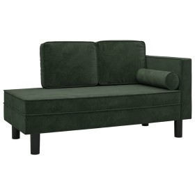 vidaXL Chaiselongue mit Kissen und Nackenrolle Dunkelgrün Samt