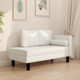 vidaXL Chaiselongue mit Kissen und Nackenrolle Creme Kunstleder