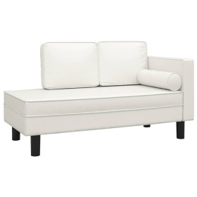 vidaXL Chaiselongue mit Kissen und Nackenrolle Creme Kunstleder