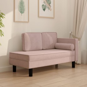 vidaXL Chaiselongue mit Kissen und Nackenrolle Rosa Samt