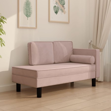 vidaXL Chaiselongue mit Kissen und Nackenrolle Rosa Samt