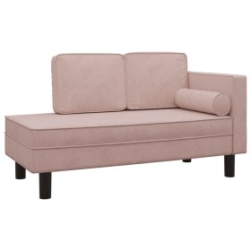 vidaXL Chaiselongue mit Kissen und Nackenrolle Rosa Samt