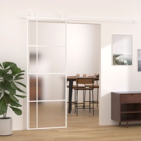 vidaXL Schiebetür ESG-Mattglas und Aluminium 76x205 cm Weiß