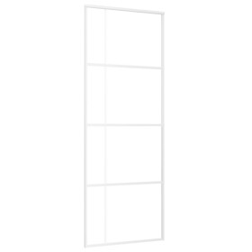 vidaXL Schiebetür ESG-Mattglas und Aluminium 76x205 cm Weiß