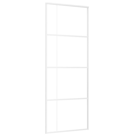 vidaXL Schiebetür ESG-Mattglas und Aluminium 76x205 cm Weiß