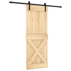 vidaXL Schiebetür mit Beschlag 80x210 cm Massivholz Kiefer