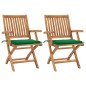 Gartenstühle 2 Stk. mit Grünen Kissen Teak Massivholz Gartenstühle 2 Stk. mit Grünen Kissen Teak Massivholz