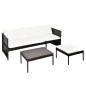 vidaXL 3-tlg. Garten-Lounge-Set mit Auflagen Poly Rattan Braun vidaXL 3-tlg. Garten-Lounge-Set mit Auflagen Poly Rattan Braun