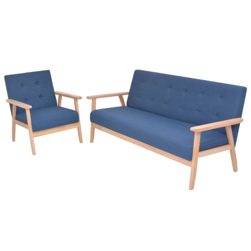 vidaXL Sofagarnitur 2-tlg. Stoff Blau vidaXL Sofagarnitur 2-tlg. Stoff Blau