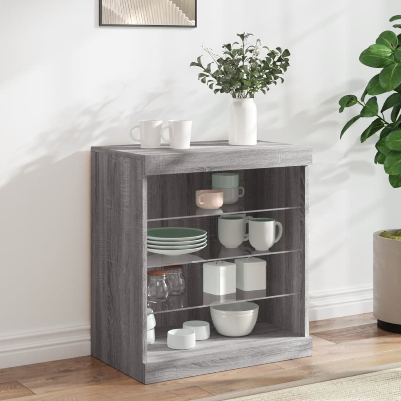 vidaXL Sideboard mit LED-Leuchten Grau Sonoma 60,5x37x67 cm vidaXL Sideboard mit LED-Leuchten Grau Sonoma 60,5x37x67 cm
