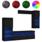 vidaXL 6-tlg. Wohnwand mit LED-Beleuchtung Schwarz Holzwerkstoff vidaXL 6-tlg. Wohnwand mit LED-Beleuchtung Schwarz Holzwerkstoff