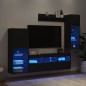 vidaXL 6-tlg. Wohnwand mit LED-Beleuchtung Schwarz Holzwerkstoff vidaXL 6-tlg. Wohnwand mit LED-Beleuchtung Schwarz Holzwerkstoff