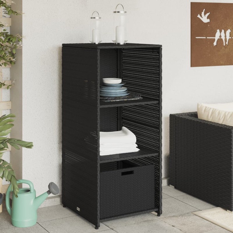 vidaXL Gartenschrank Schwarz 50x55x115 cm Poly Rattan vidaXL Gartenschrank Schwarz 50x55x115 cm Poly Rattan