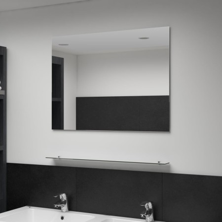 vidaXL Wandspiegel mit Ablage 80x60 cm Hartglas