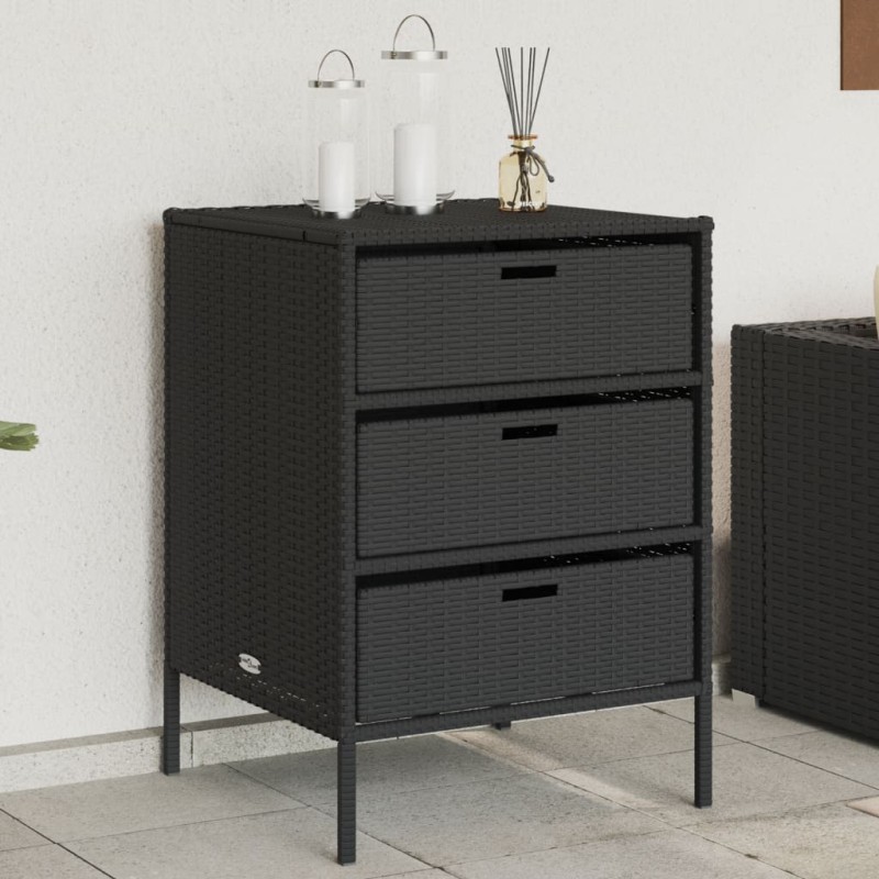 vidaXL Gartenschrank Schwarz 55x59x80 cm Poly Rattan vidaXL Gartenschrank Schwarz 55x59x80 cm Poly Rattan