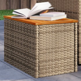 vidaXL Garten-Beistelltische 2 Stk. Beige 55x34x37 cm Polyrattan Holz