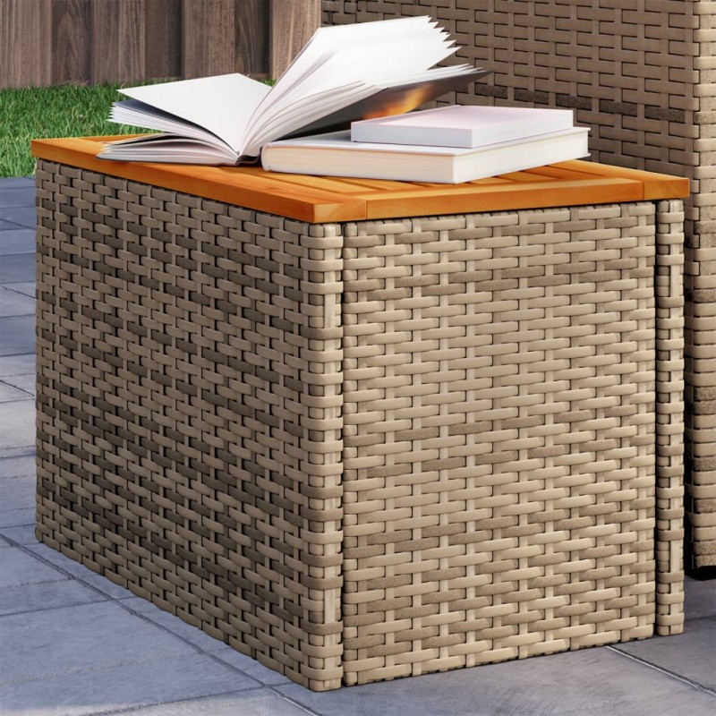 vidaXL Garten-Beistelltische 2 Stk. Beige 55x34x37 cm Polyrattan Holz vidaXL Garten-Beistelltische 2 Stk. Beige 55x34x37 cm Polyrattan Holz