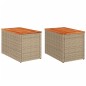 vidaXL Garten-Beistelltische 2 Stk. Beige 55x34x37 cm Polyrattan Holz vidaXL Garten-Beistelltische 2 Stk. Beige 55x34x37 cm Polyrattan Holz