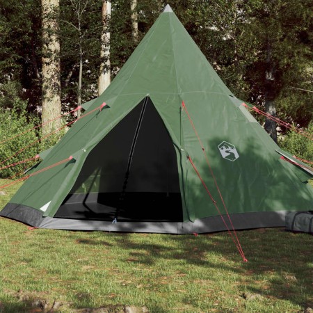 vidaXL Campingzelt 4 Personen Grün 367x367x259 cm 185T Taft