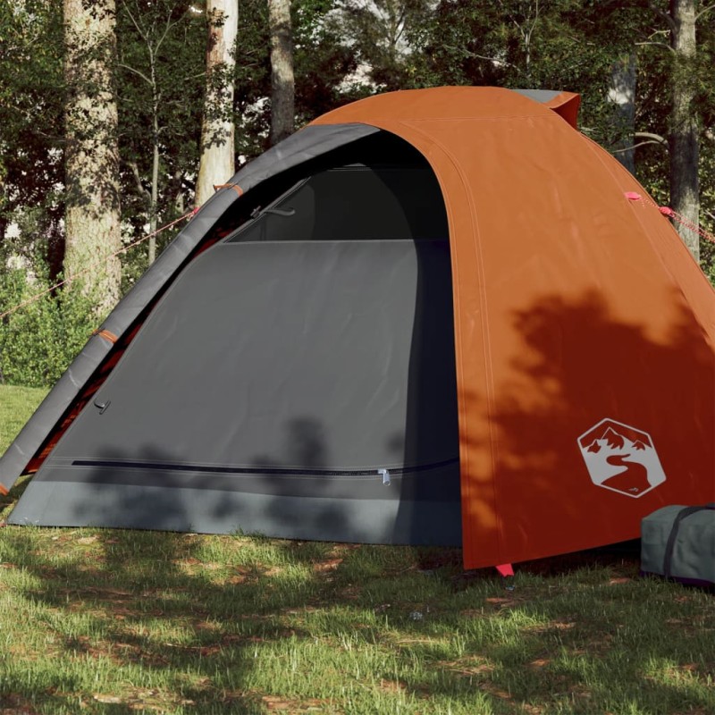 vidaXL Campingzelt 4 Personen Grau & Orange 267x272x145 cm 185T Taft vidaXL Campingzelt 4 Personen Grau & Orange 267x272x145 cm 185T Taft