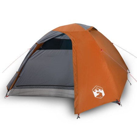 vidaXL Campingzelt 4 Personen Grau & Orange 267x272x145 cm 185T Taft
