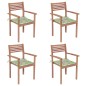 Gartenstühle 4 Stk. mit Blattmuster Kissen Massivholz Teak Gartenstühle 4 Stk. mit Blattmuster Kissen Massivholz Teak