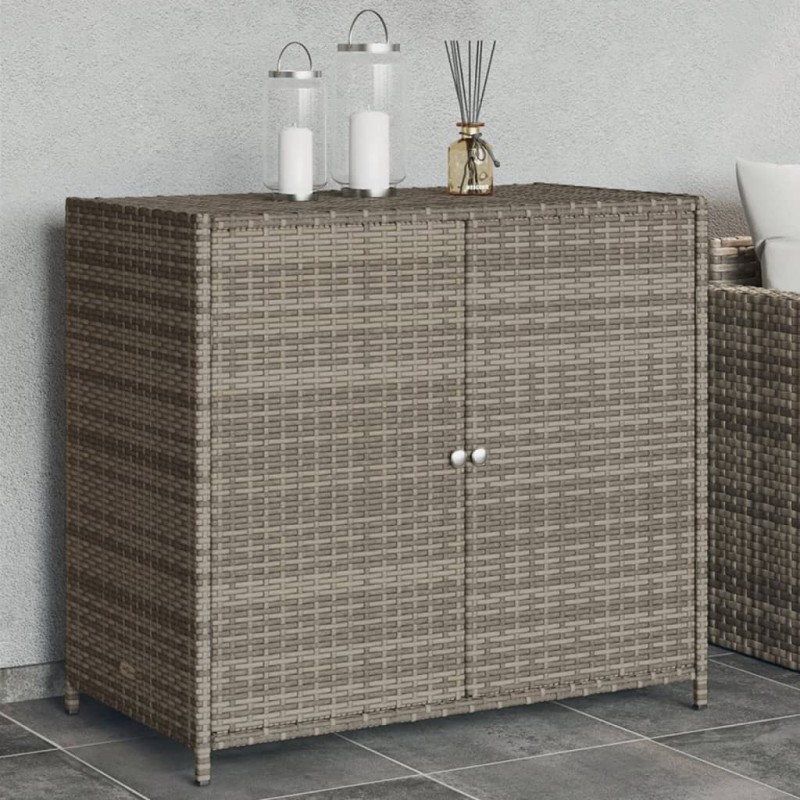 vidaXL Gartenschrank Grau 83x45x76 cm Poly Rattan vidaXL Gartenschrank Grau 83x45x76 cm Poly Rattan