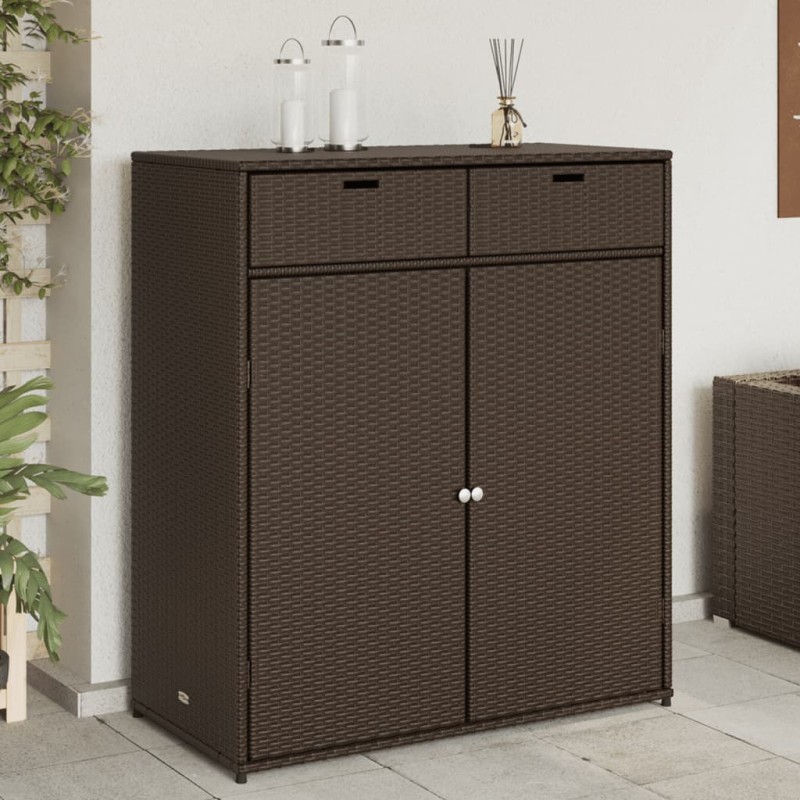 vidaXL Gartenschrank Braun 105x55x113 cm Poly Rattan vidaXL Gartenschrank Braun 105x55x113 cm Poly Rattan